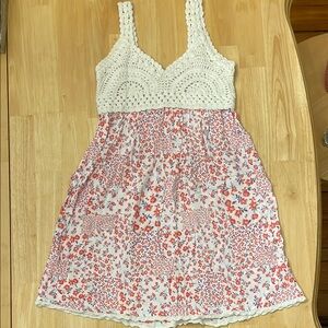 Floral White and Red Juniors Dress